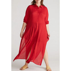 New Universal Standard Nailah Tunic button up maxi shirt dress Size XL Preppy